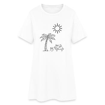 Funny design with cat on the beach - Women’s T-Shirt Dress - white - Front