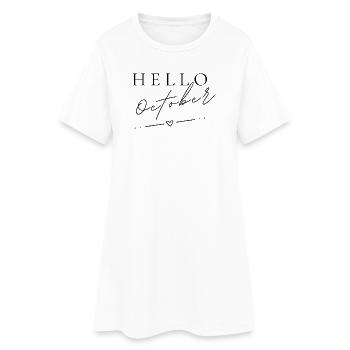 Bonjour octobre | Design minimaliste d’automne - Robe T-shirt Femme - blanc - Devant