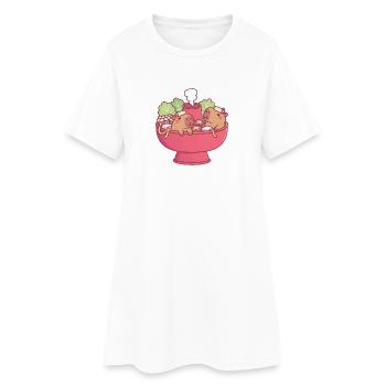 Capybaras drôles se détendant dans un hotpot de bateau à vapeur - Robe T-shirt Femme - blanc - Devant