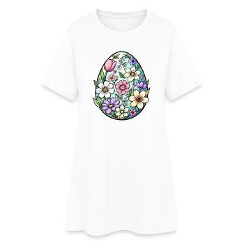 Floral Egg Garden Bloom - Women’s T-Shirt Dress - white - Front