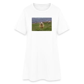 Moutons sur la digue sur la côte - Robe T-shirt Femme - blanc - Devant