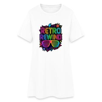 Retro Rewind 80's Costume 80er Jahre - Frauen T-Shirt-Kleid - Weiß - Vorne