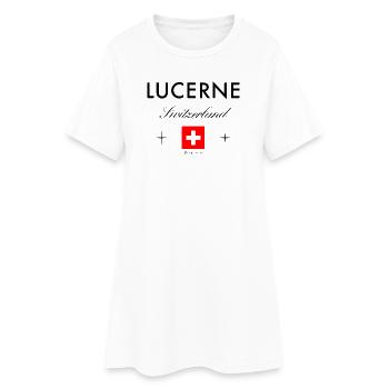 Luzern Schweiz Koordinaten Reise Souvenir - Frauen T-Shirt-Kleid - Weiß - Vorne