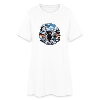 Ninja in the snow village - Women’s T-Shirt Dress - white - Front