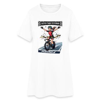 Cycliste sur piste animé plus rapide qu’hier - Robe T-shirt Femme - blanc - Devant