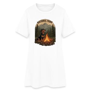 Camping vintage de teckels – Insigne du parc national - Robe T-shirt Femme - blanc - Devant