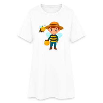 Garçon comique en apiculteur avec abeille et miel – motif - Robe T-shirt Femme - blanc - Devant
