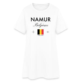 Namur Belgien Koordinaten Reise Souvenir - Frauen T-Shirt-Kleid - Weiß - Vorne
