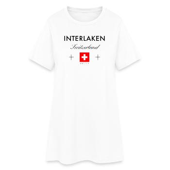 Interlaken Schweiz Koordinaten Reise Souvenir - Frauen T-Shirt-Kleid - Weiß - Vorne