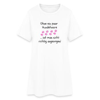 OHNE HUNDEHAARE, HUND, DOGLOVER, TIERLIEBE, HUNDE - Frauen T-Shirt-Kleid - Weiß - Vorne