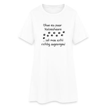 OHNE KATZENHAARE, KATZE, CATLOVER, KATZEN, CAT - Frauen T-Shirt-Kleid - Weiß - Vorne