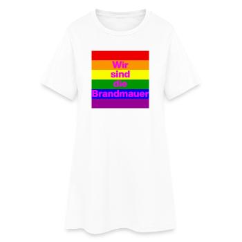 Wir sind die Brandmauer, NO NZS, NO AFD, FRIEDEN - Frauen T-Shirt-Kleid - Weiß - Vorne