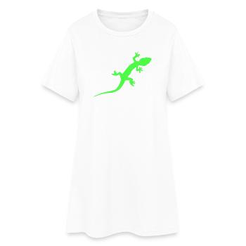Neon Gecko Silhouette - Frauen T-Shirt-Kleid - Weiß - Vorne