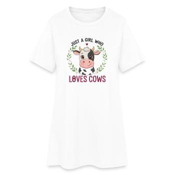 La fille adore les vaches : une jolie vache en couronne - Robe T-shirt Femme - blanc - Devant