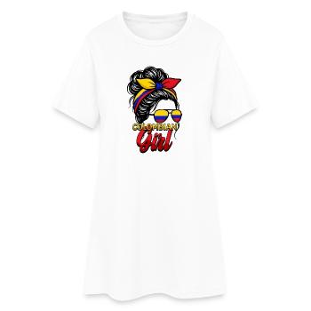 Fille Drapeau colombien Colombie - Robe T-shirt Femme - blanc - Devant