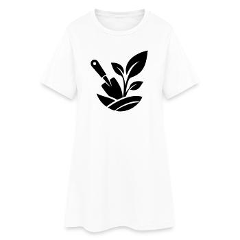 Gartenarbeit Schaufel und Pflanzen - Frauen T-Shirt-Kleid - Weiß - Vorne