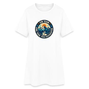 Ein Team – Eine Tour – Viele Geschichten - Frauen T-Shirt-Kleid - Weiß - Vorne