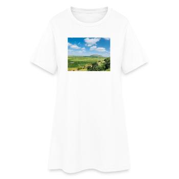 Steppe landscape with a lake - Women’s T-Shirt Dress - white - Front