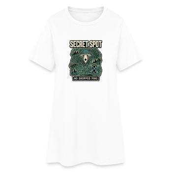 Endroit secret de cueillette de champignons, pas de goupilles tombées - Robe T-shirt Femme - blanc - Devant
