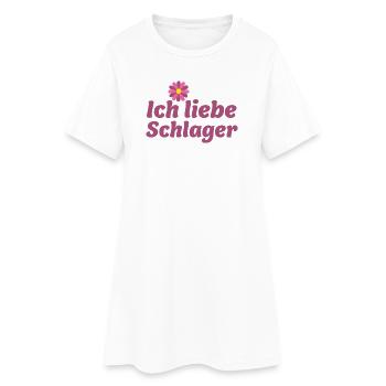 Schlager-Sticker: Musik & Blume Design - Frauen T-Shirt-Kleid - Weiß - Vorne