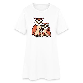 Famille de hiboux - Robe T-shirt Femme - blanc - Devant