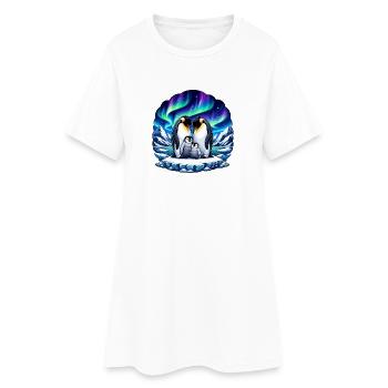Famille polaire sous les aurores boréales - Robe T-shirt Femme - blanc - Devant