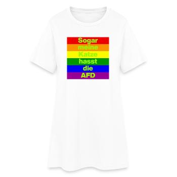 SOGAR MEINE KATZE HASST DIE AFD, NO AFD NO NZS  - Frauen T-Shirt-Kleid - Weiß - Vorne