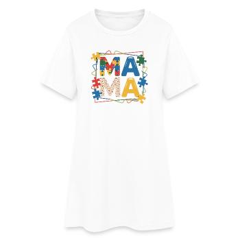 Partie du puzzle MAMA Autisme Cœur Pièces colorées du puzzle - Robe T-shirt Femme - blanc - Devant