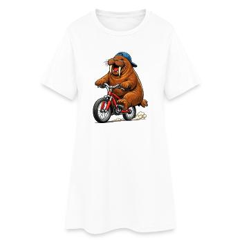 Morse sur le vélo - Robe T-shirt Femme - blanc - Devant