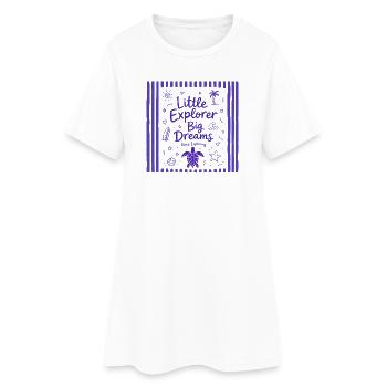 Petit explorateur Grands Rêves Continue d’explorer - Robe T-shirt Femme - blanc - Devant
