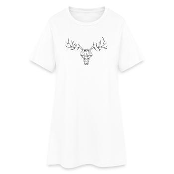 Deer skull - black patterns - Women’s T-Shirt Dress - white - Front
