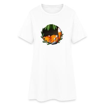 Renard endormi dans le cercle vert - Robe T-shirt Femme - blanc - Devant