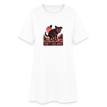 Ne détourne pas le regard, drôle de mème du chien qui fait caca - Robe T-shirt Femme - blanc - Devant