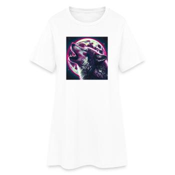 Wolf howls at the Full Moon - Women’s T-Shirt Dress - white - Front