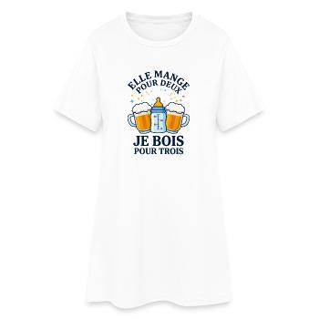 Elle Mange Pour Deux Je Bois Pour Trois - Robe T-shirt Femme - blanc - Devant