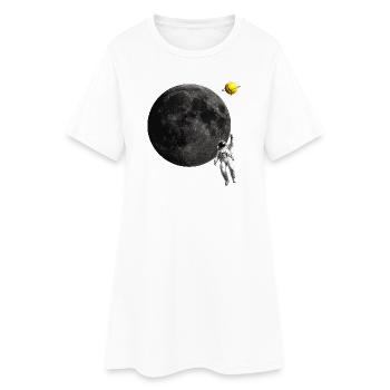Astronaut and Moon Balloon - Frauen T-Shirt-Kleid - Weiß - Vorne