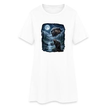 Beaver hurle sur la lune rétro des années 90 - Robe T-shirt Femme - blanc - Devant