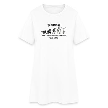 EVOLUTION  Von Affe zu Mensch  Montag - Wochenende - Frauen T-Shirt-Kleid - Weiß - Vorne