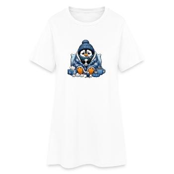 Tenue câline de pingouin d’hiver avec froid - Robe T-shirt Femme - blanc - Devant