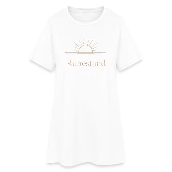 Goldener Ruhestand – Filigrane Buchstaben & Sonne - Frauen T-Shirt-Kleid - Weiß - Vorne