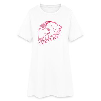 Casque rose néon - Visière - Robe T-shirt Femme - blanc - Devant