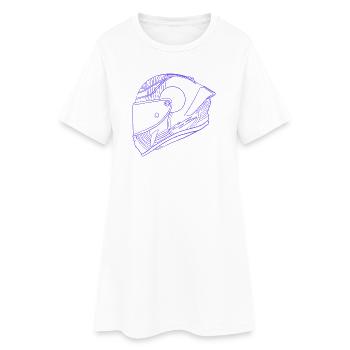 Casque violet néon - Visière - Robe T-shirt Femme - blanc - Devant