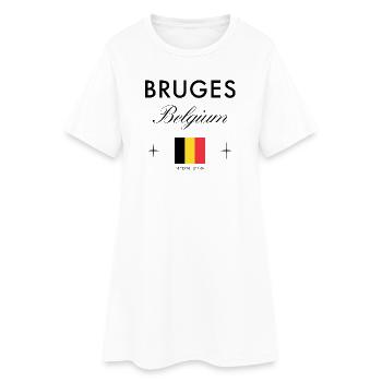 Brügge Belgien Koordinaten Reise Souvenir - Frauen T-Shirt-Kleid - Weiß - Vorne