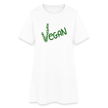 Déclaration végane dans Green Brush - Robe T-shirt Femme - blanc - Devant