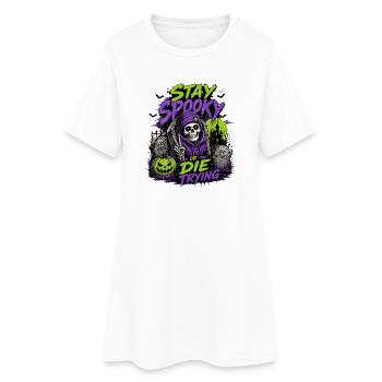 Stay Spooky or Die Trying – Halloween Skull - Women’s T-Shirt Dress - white - Front