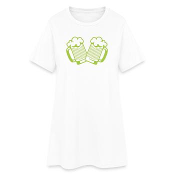 Two Beer Mugs Bump – Neon Green - Women’s T-Shirt Dress - white - Front