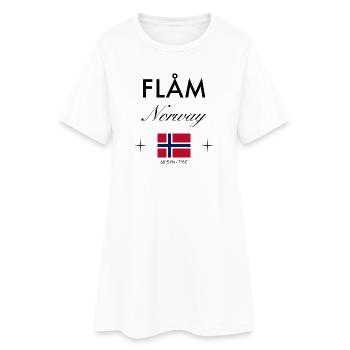 Flåm Norwegen Koordinaten Reise Souvenir - Frauen T-Shirt-Kleid - Weiß - Vorne