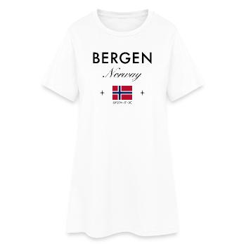 Bergen Norway Coordinates Travel Souvenir - Women’s T-Shirt Dress - white - Front