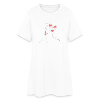 Elegant Woman Sunglasses Sketch - Women’s T-Shirt Dress - white - Front