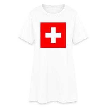 Swiss flag: white cross on red - Women’s T-Shirt Dress - white - Front